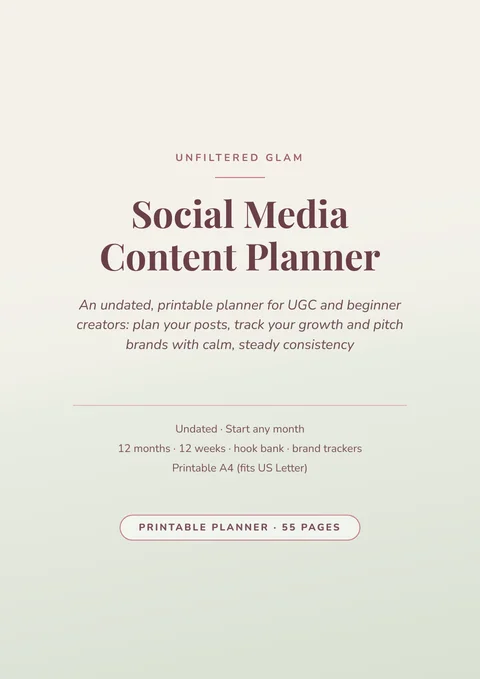 Cover of Undated Social Media Content Planner